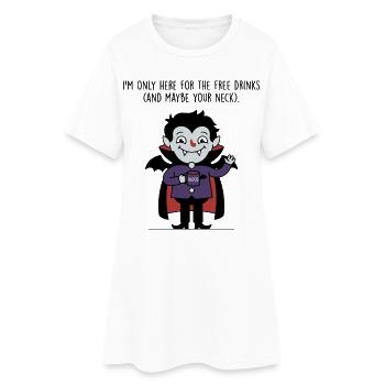 Kostenlose Getränke Vampir – lustiges Halloween-T-Shirt - Frauen T-Shirt-Kleid - Weiß - Vorne