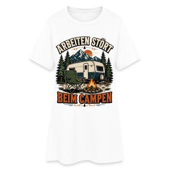 Arbeiten stört beim Campen – Camper Spruch - Frauen T-Shirt-Kleid - Weiß - Vorne