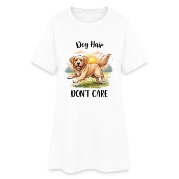 Golden Retriever Dog Hair Don't Care Design - Women’s T-Shirt Dress - white - Front