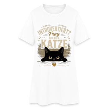 Introvertiert? Frag meine Katze Vintage - Frauen T-Shirt-Kleid - Weiß - Vorne