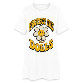 Protect The Dolls Flower Retro - Women’s T-Shirt Dress - white - Front