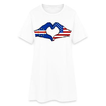 Drapeau du Cap-Vert des États-Unis : Mains en forme de cœur - Robe T-shirt Femme - blanc - Devant