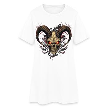 Infernal skull with horns - Women’s T-Shirt Dress - white - Front
