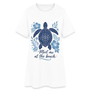 Meet me at the Beach – Turtle in Mandala Style - Women’s T-Shirt Dress - white - Front