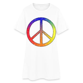 Peace in rainbow colors - Women’s T-Shirt Dress - white - Front