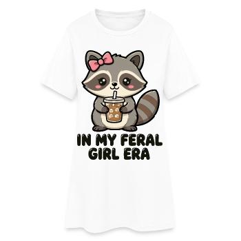 In My Feral Girl Era Raccoon - Women’s T-Shirt Dress - white - Front