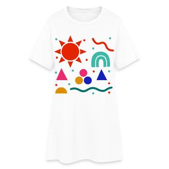 Lebendige Geometrie Sonnenfarben Muster - Frauen T-Shirt-Kleid - Weiß - Vorne