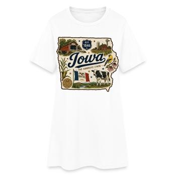 Iowa Hawkeye State Vintage Farm Sticker - Women’s T-Shirt Dress - white - Front