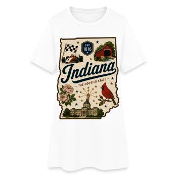 Indiana Hoosier State Vintage Travel Sticker - Women’s T-Shirt Dress - white - Front