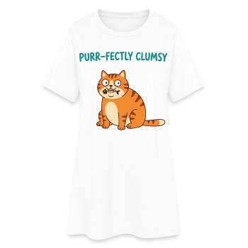 Purrfectly Clumsy Cat - Women’s T-Shirt Dress - white - Front