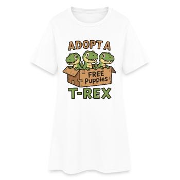 Lustiges T-Rex Welpen Dinosaurier Comic Design - Frauen T-Shirt-Kleid - Weiß - Vorne