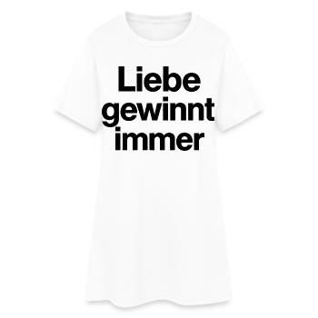 Liebe gewinnt immer Schriftzug Motiv CSD LGBTQ - Frauen T-Shirt-Kleid - Weiß - Vorne