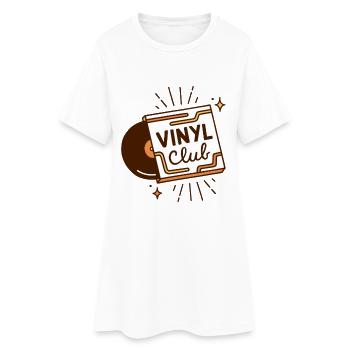Vinylclub-Analog-Musikästhetik - Frauen T-Shirt-Kleid - Weiß - Vorne