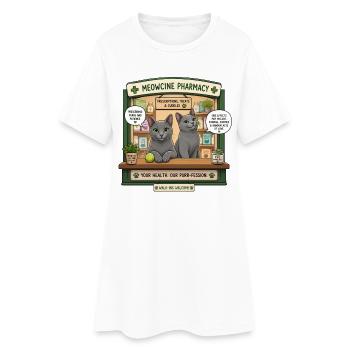 Meowcine Pharmacy Niedliche russische Blaukatzen - Frauen T-Shirt-Kleid - Weiß - Vorne