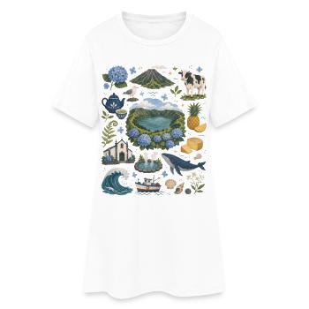 Azoren | Vulkaninseln, Wale & Natur - Frauen T-Shirt-Kleid - Weiß - Vorne