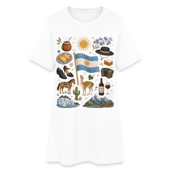 Argentinien | Tango, Anden & Pampas - Frauen T-Shirt-Kleid - Weiß - Vorne
