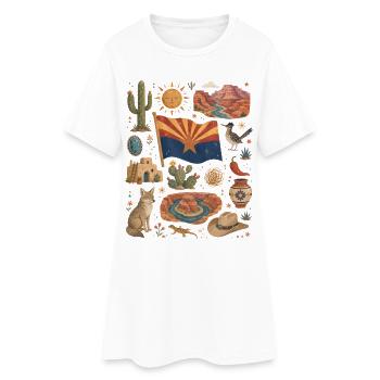 Arizona | Wüste, Canyons & Freiheit - Frauen T-Shirt-Kleid - Weiß - Vorne