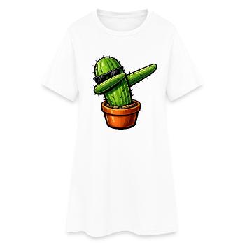 Dabbing Kaktus - Frauen T-Shirt-Kleid - Weiß - Vorne