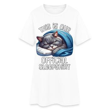 British Shorthair Cat Sleep Shirt - Women’s T-Shirt Dress - white - Front