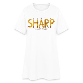 SHARP – Punkt verstanden | Spaßiges Bleistift-Wortspiel - Frauen T-Shirt-Kleid - Weiß - Vorne