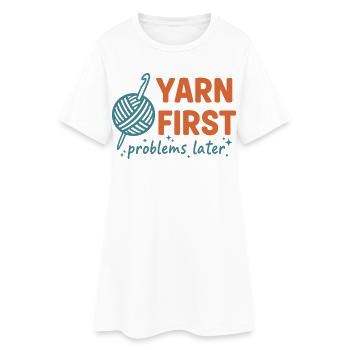 Crochet Lovers Yarn First Problems Later Funny - Women’s T-Shirt Dress - white - Front