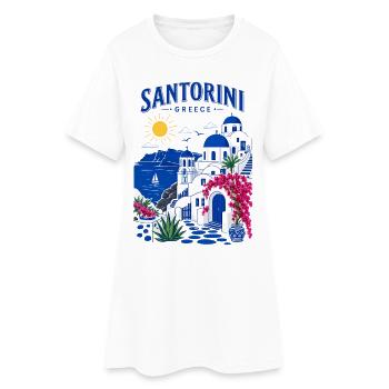 Santorini, Griechenland, Reisedesign - Frauen T-Shirt-Kleid - Weiß - Vorne