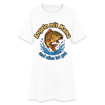 Angeln mit Mama Motiv – Alles ist gut - Frauen T-Shirt-Kleid - Weiß - Vorne