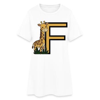 Giraffe Letter F - Women’s T-Shirt Dress - white - Front