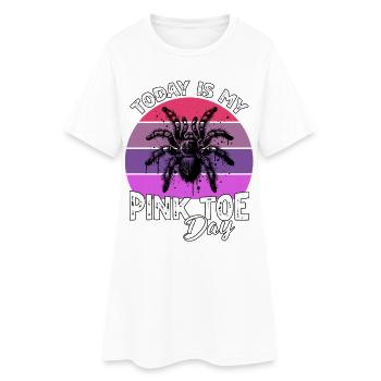 Tarentule à pied rose Pied rose - Robe T-shirt Femme - blanc - Devant