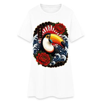 Tukan im japanischen Irezumi Tattoo Stil - Frauen T-Shirt-Kleid - Weiß - Vorne