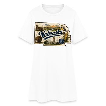 Nebraska Cornhusker State Vintage-Aufkleber - Frauen T-Shirt-Kleid - Weiß - Vorne