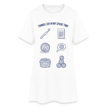 Dinge, die ich in meiner Freizeit tue, lustiger Häkelliebhaber - Frauen T-Shirt-Kleid - Weiß - Vorne