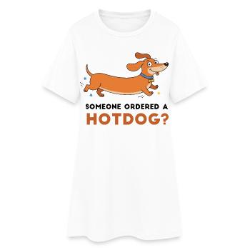 Hot dog? Playful Dachshund Illustration - Women’s T-Shirt Dress - white - Front