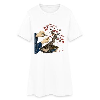 Zen-Bonsai-Fingerarbeit - Frauen T-Shirt-Kleid - Weiß - Vorne