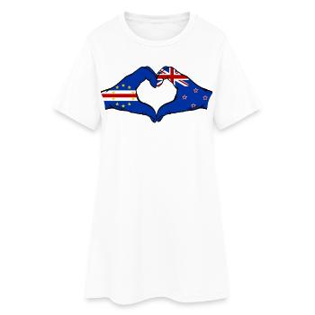 Cap-Vert Drapeau de la Nouvelle-Zélande Mains en forme de cœur - Robe T-shirt Femme - blanc - Devant