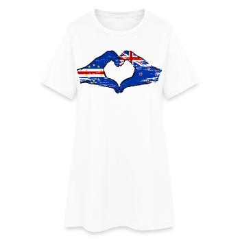 Mains du drapeau du Cap-Vert Nouvelle-Zélande en forme de cœur utilisées - Robe T-shirt Femme - blanc - Devant