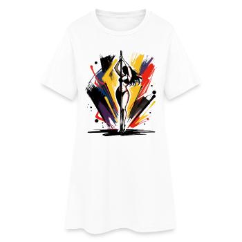 Pole Dance Kunst: Abstrakte Bunte Tänzerin - Frauen T-Shirt-Kleid - Weiß - Vorne