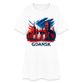 Gdańsk Danzig Skyline Wappen: Patriotischer Stolz - Frauen T-Shirt-Kleid - Weiß - Vorne
