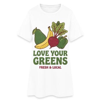 Liebe dein Gemüse Frisch Lokal - Frauen T-Shirt-Kleid - Weiß - Vorne