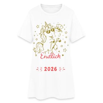 Einhorn Schulkind 2026 Erstschultag - Frauen T-Shirt-Kleid - Weiß - Vorne