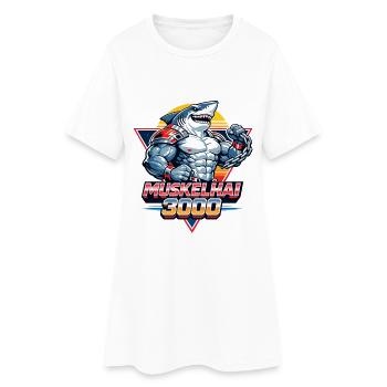 Muskelhai 3000 – Retro 80s Shark - Frauen T-Shirt-Kleid - Weiß - Vorne
