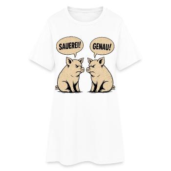 Sauerei? Genau! – Retro Schweine Vintage Shirt - Frauen T-Shirt-Kleid - Weiß - Vorne