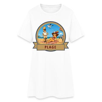 Kek & Ina à la plage - Robe T-shirt Femme - blanc - Devant