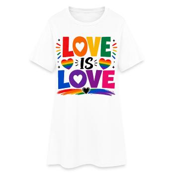 Love Is Love LGBTQ Statement Rainbow Motif CSD - Women’s T-Shirt Dress - white - Front
