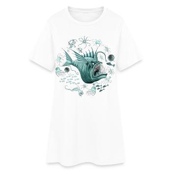 Fish Abyssal Monster in der Tiefseezone - Frauen T-Shirt-Kleid - Weiß - Vorne