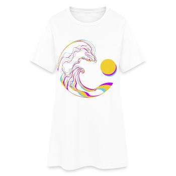 Neon Wellen - Frauen T-Shirt-Kleid - Weiß - Vorne