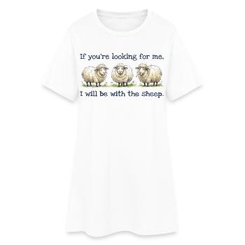 I will be with the sheep Lustiges Schaf Motiv - Women’s T-Shirt Dress - white - Front