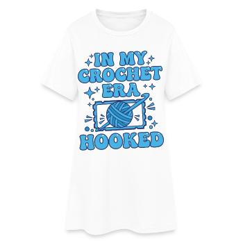 In meiner Häkelzeit habe ich lustiges Häkelgarn für Liebhaber gehäkelt - Frauen T-Shirt-Kleid - Weiß - Vorne
