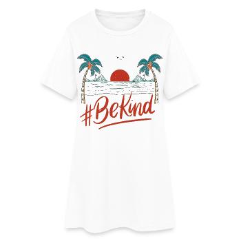 BeKind Sunset Palm Tee - Women’s T-Shirt Dress - white - Front