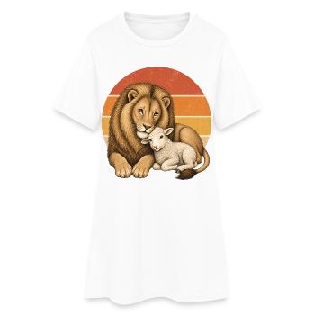 Löwe und Lamm - Frauen T-Shirt-Kleid - Weiß - Vorne